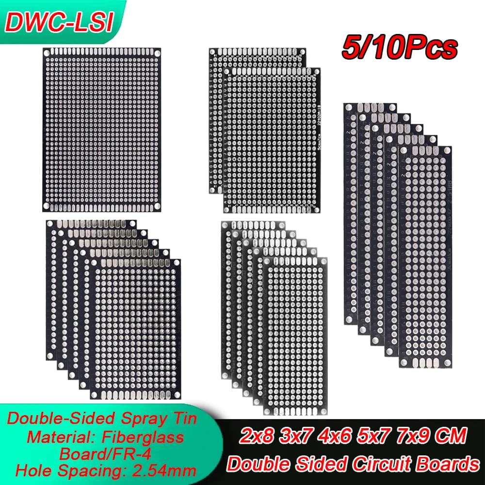5/10PCS PCB Board Prototype Board Black Double Side Circuit Boards 2x8 3x7 4x6 6x8 5x7 7x9cm DIY Electronic Kit Free Shipping
