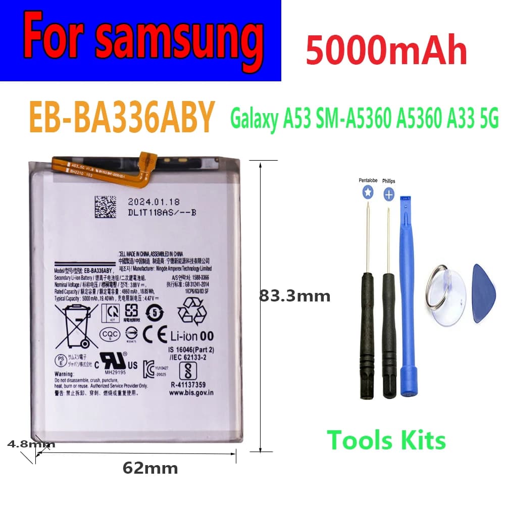flash-sale 5000mAh Battery EB-BA336ABY Battery For Samsung Galaxy A33 A53 5G SM-A5360 A536+free tools