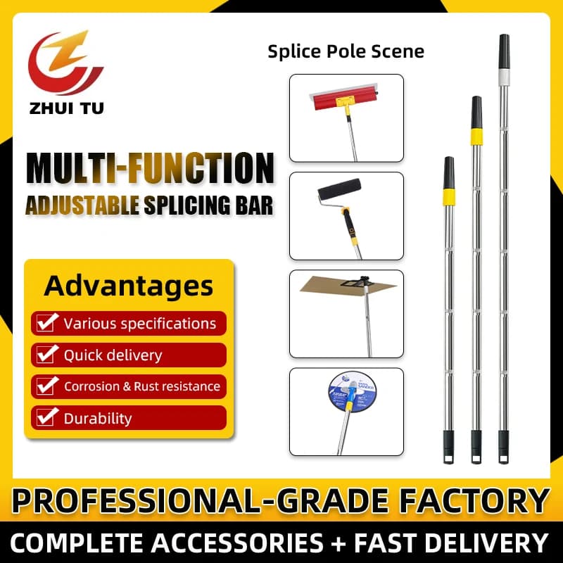 1.1/1.4/1.7M Detachable Paint Roller Extension Pole Desktops Cleaning Brush Rod Retractable Painting Stick Extend Tools