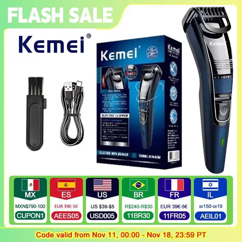 Kemei KM-632 Men Electric Shaver Professional Beard Trimmer For Men Hair Trimmer Grooming Electric Shaver Head Cutter Machine