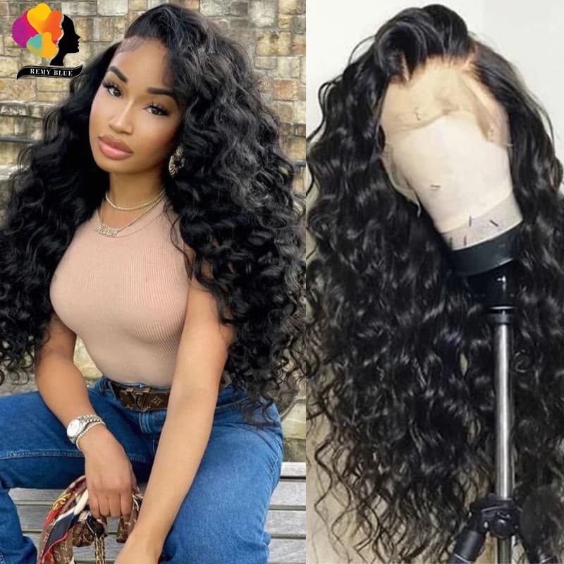 Loose Deep Wave Human Hair Wigs 13x6 HD Transparent Lace Frontal Wigs for Black Women Brazilian Curly Lace Front Human Hair Wig