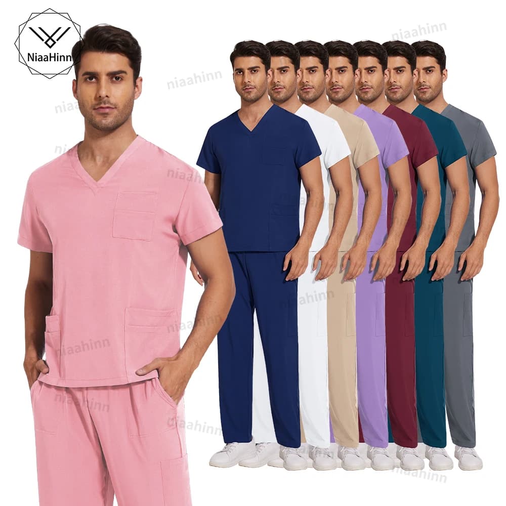 Wholesale Medical Uniforms Scrub Top Pants Sets Nurse Doctor Work Uniform Pet Grooming Veterinary Dentistry Uniform Scrub Unisex