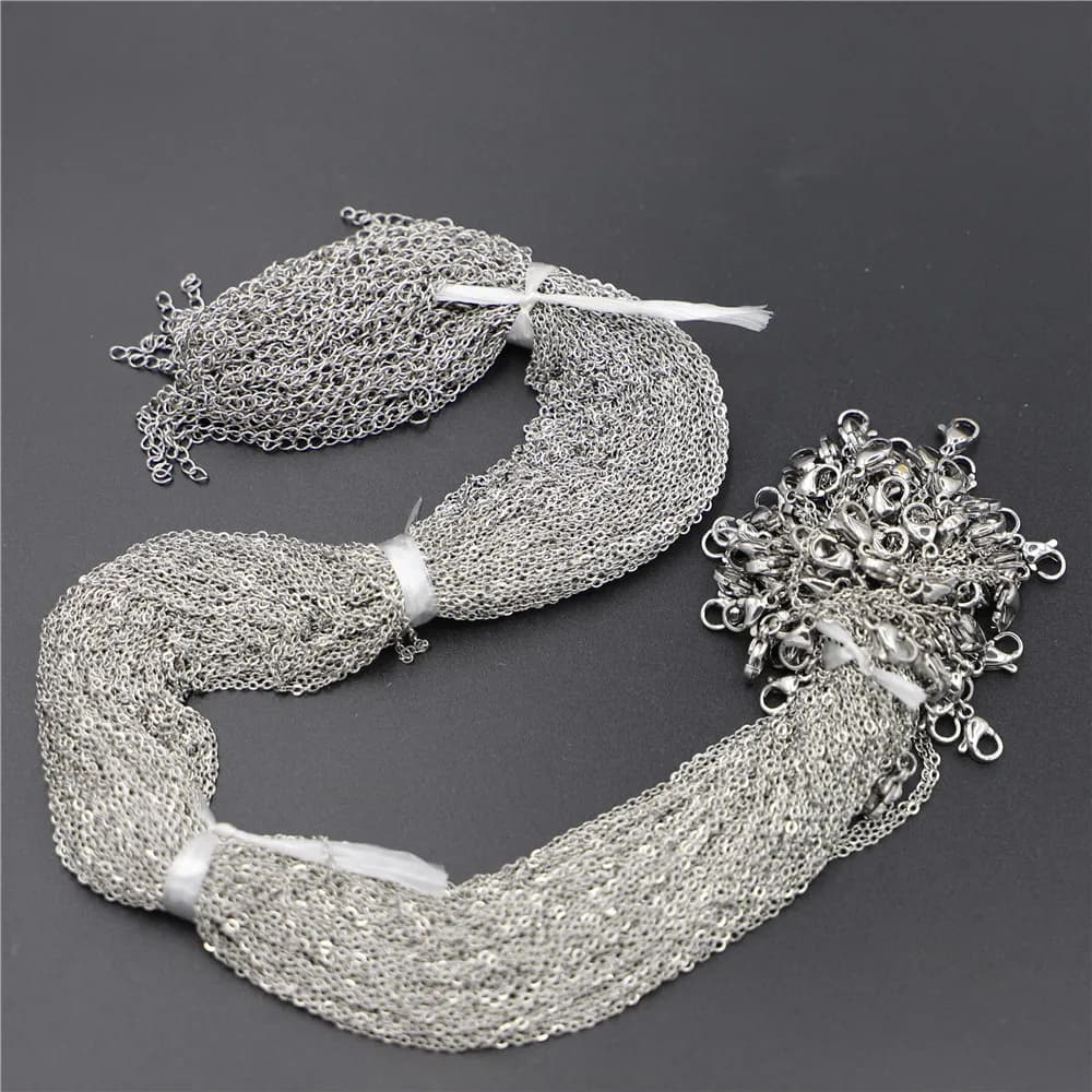 2MM Stainless Steel Necklace Rope 45cm Pendant Metal Chain Lobster Clasp DIY Jewelry Accessories Wholesale 100pcs Free Shipping