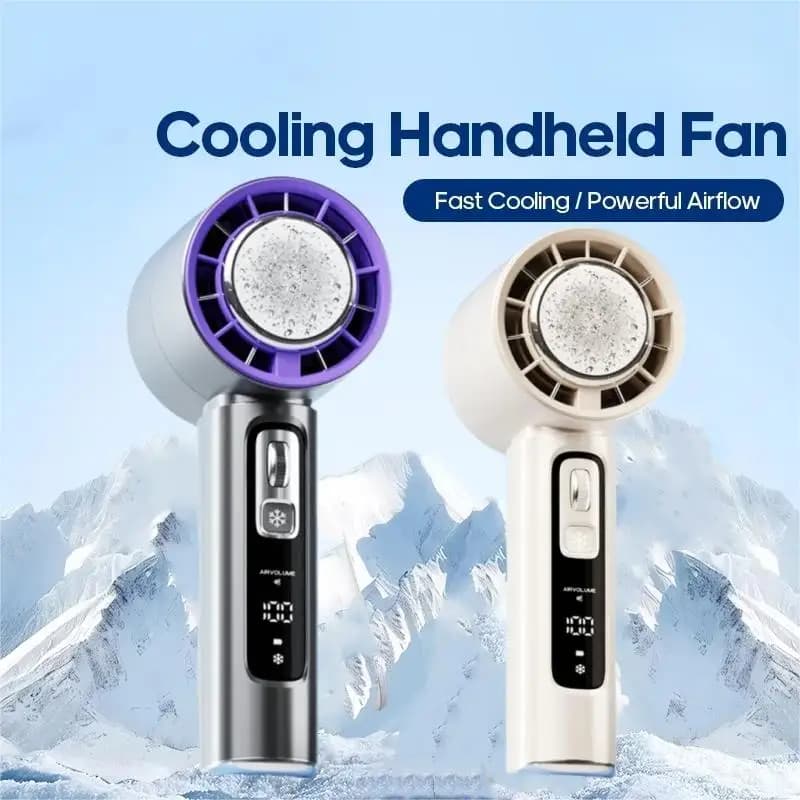 2025 New Semiconductor Refrigeration High-speed Handheld Electric Fan 4000mAh USB Portable Rechargeable Outdoor Small Fan