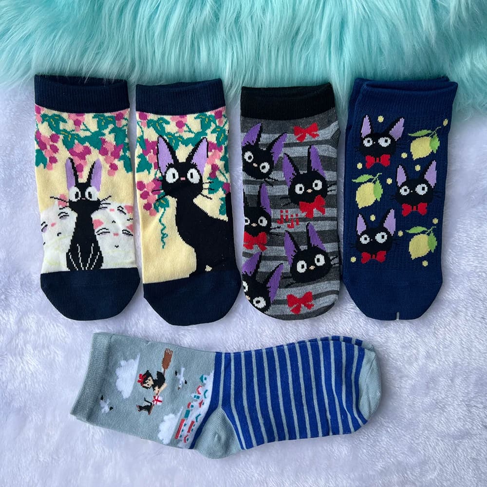 Cute Women's Black Cat Socks Kawaii Kitty Cartoon Girls Spring Summer Winter Students Sock Birthday Gifts One Pair
