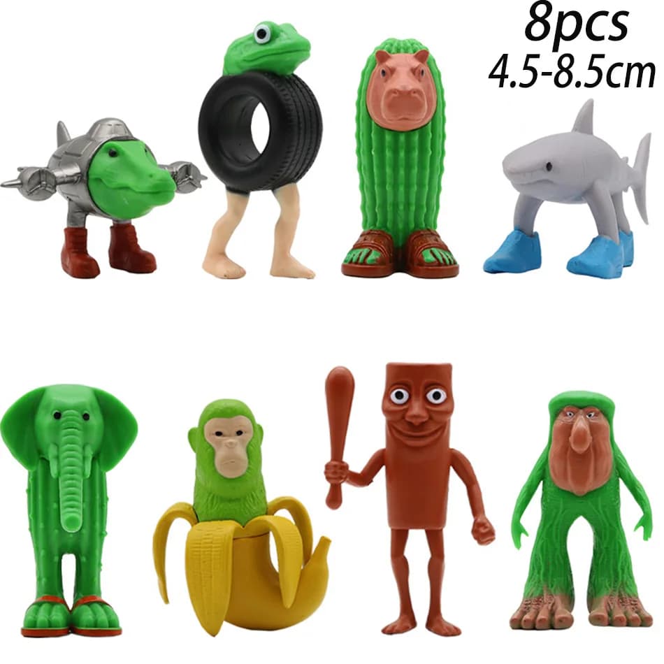 Shark Figurine Tungtungsahur Figure Funny Doll Desktop Decoration Tralalero Tralala Figure Articulated Movable 3D Printed Toy8pc