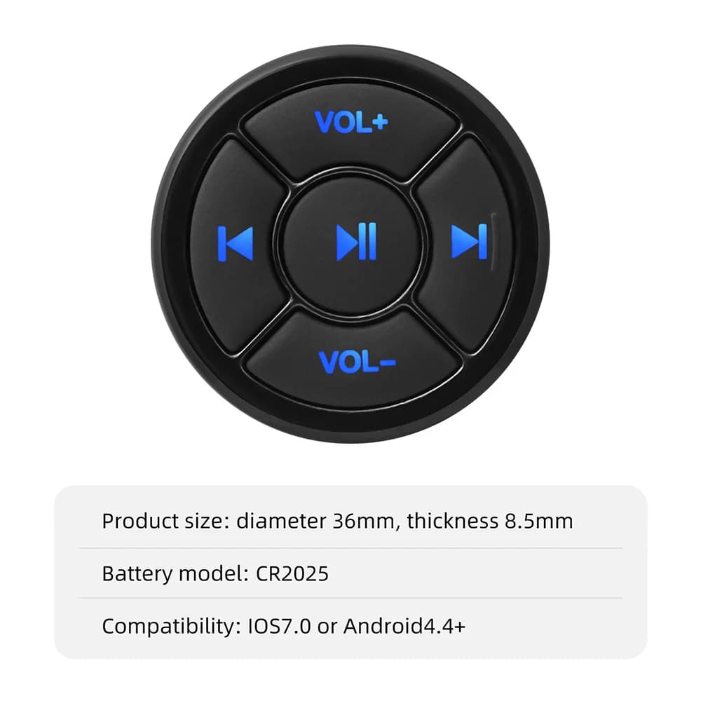 Music Player Steering Wheel Wireless  Bluetooth-compatible Remote Control Media Button Multimedia for Android IOS Smartphone Kit
