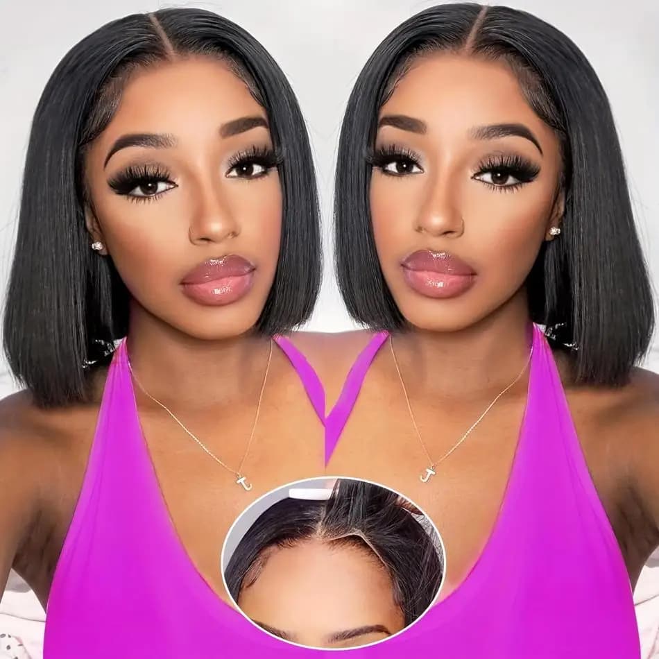 5x5 Hd Lace Frontal Wig Glueless Preplucked Wig Human Hair Ready to Wear 4x4 Lace Front Straight Human Hair Bob Wigs for Women