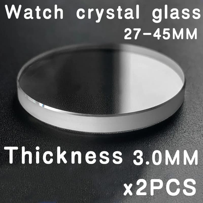 2PCS Mineral Watch Glass 3.0mm Thickness Round Crystal 27mm-45mm Diameter Len Mirror Glass for Watch Repair