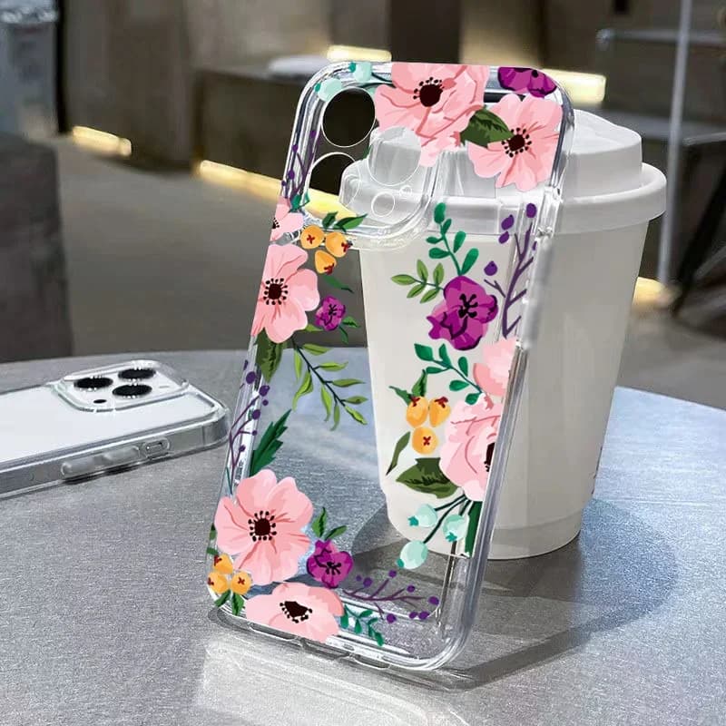 Phone Case for Xiaomi Redmi 14c 13 4G 13c 12c Note 14 12 11 13 Pro Plus 5G 12s 11s 10s 10 Pro 4G Clear TPU Flower Pattern Cover
