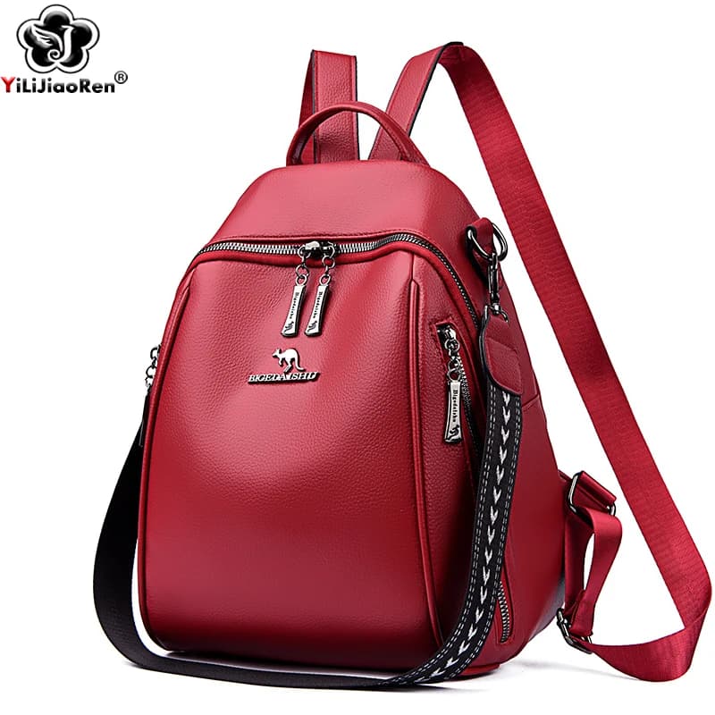Fashion Backpacks Women Multifunctional Rucksack Female Soft Leather Back Pack Ladies Travel Bag Large Capacity School Bags