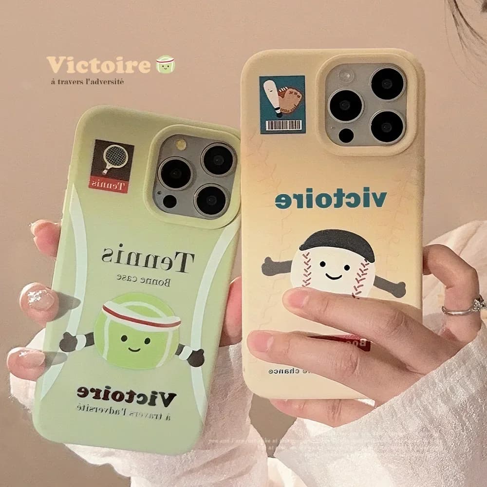 Funny baseball Tennis Sport doll art Phone Case For iPhone 16 15 14 13 12 11 Pro Max 16 Plus Case Cute Cartoon shockproof Cover