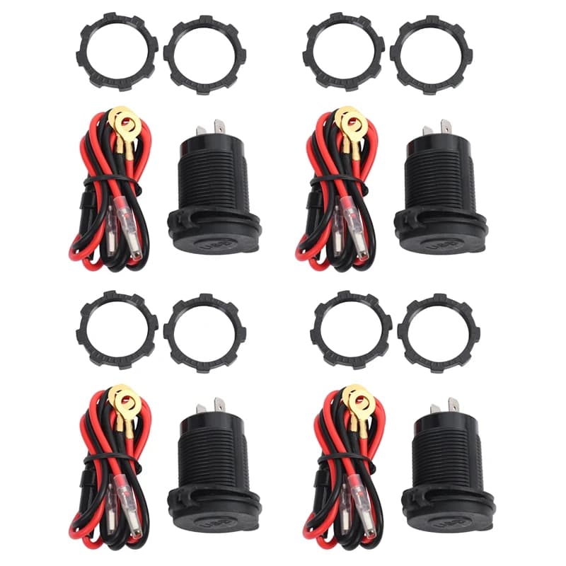 4X Quick Charge 3.0 Dual USB Car Charger 12V 36W USB Fast Charger With Switch For Boat Motorcycle Truck Golf Cart Green