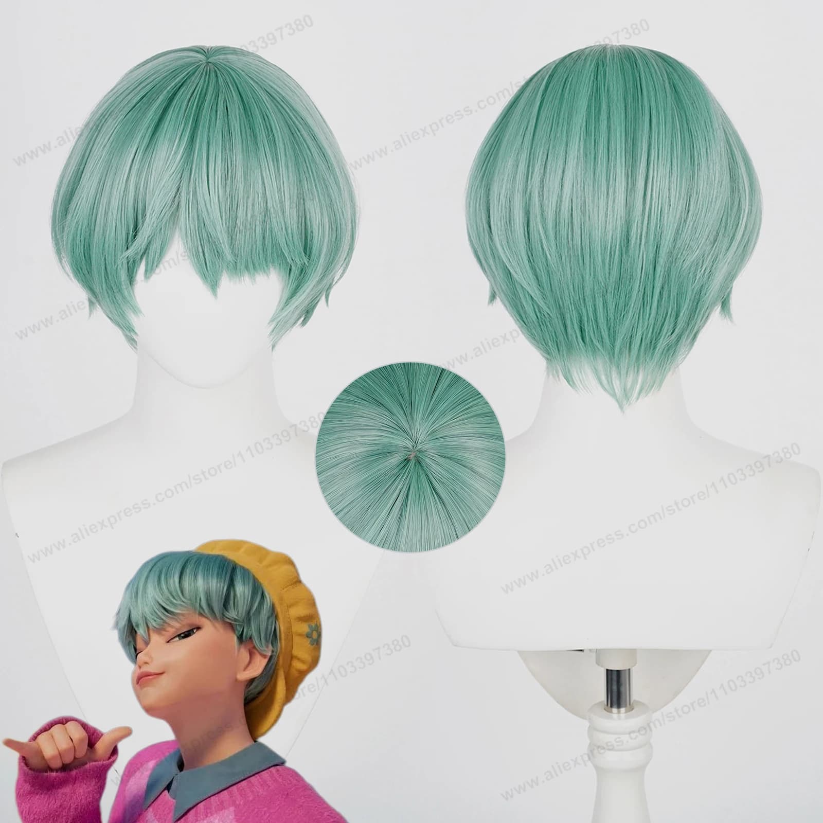 Saja Boys Baby Cosplay Synthetic Wig 30cm Short Green Men Hair  Anime Heat Resistant Wigs