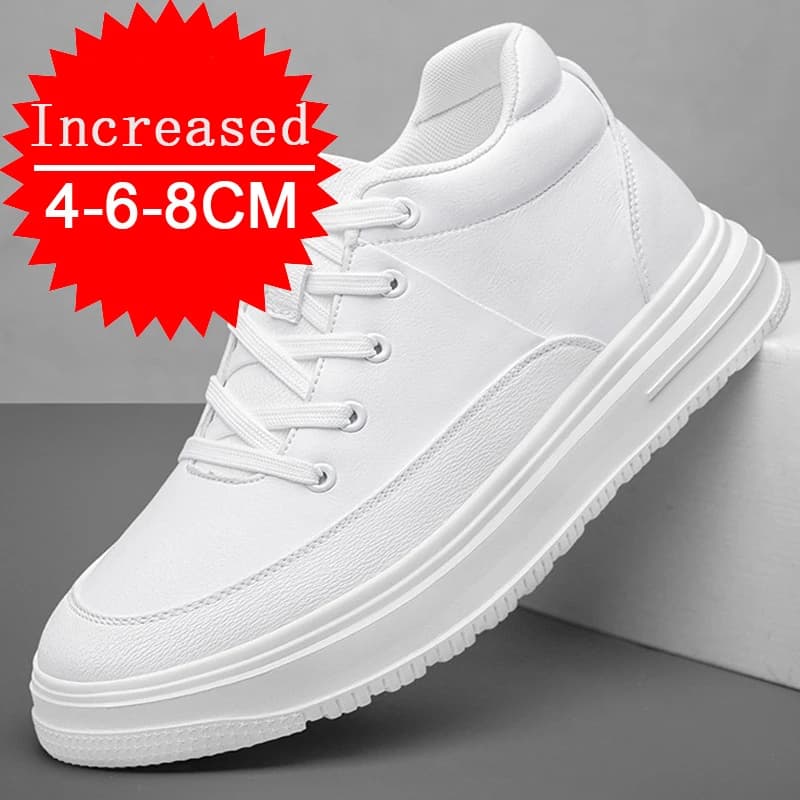 New Men Boots Genuine Leather Elevator Shoes Invisible Height Increase Shoes 4/6/8CM Men Casual Shoes Walking Work Shoes 37-44