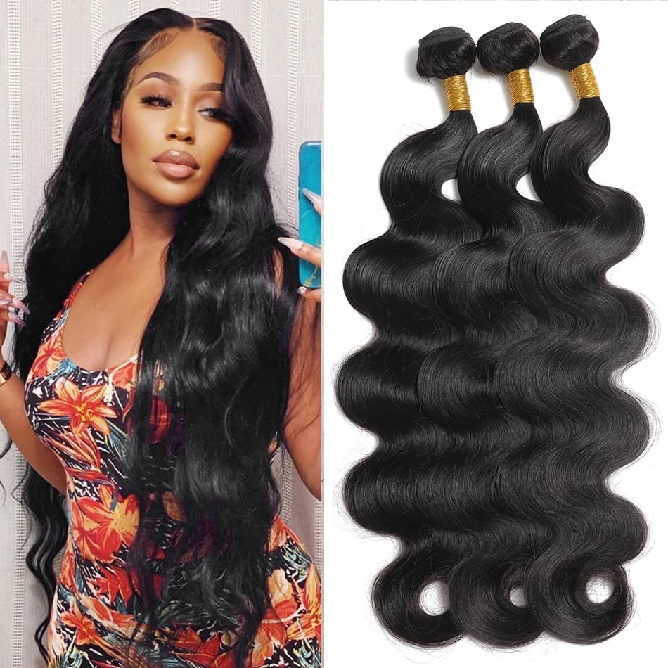 Body Wave Bundles Brazilian Hair Weave Bundles 1/3/4 PCS Human Hair Bundles Natural /Jet Black 8-30"Remy Hair Extensions