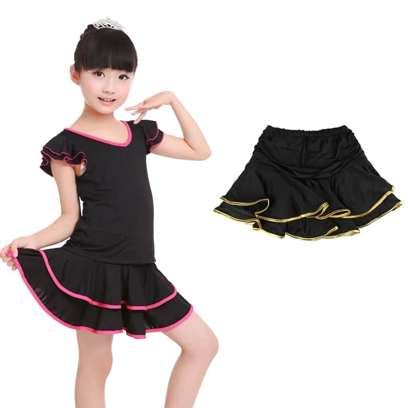 Latin Dance Skirt Inside With Shorts Mini Skirt Cute Ballroom Dance Girl Spandex