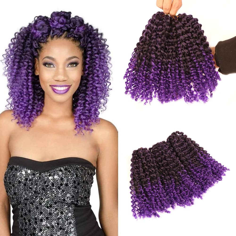 Marlybob Afro Kinky Curly Braiding Hair Synthetic Crochet Braids Hair 8 Inch Passion Twist Ombre Braiding Hair Extensions