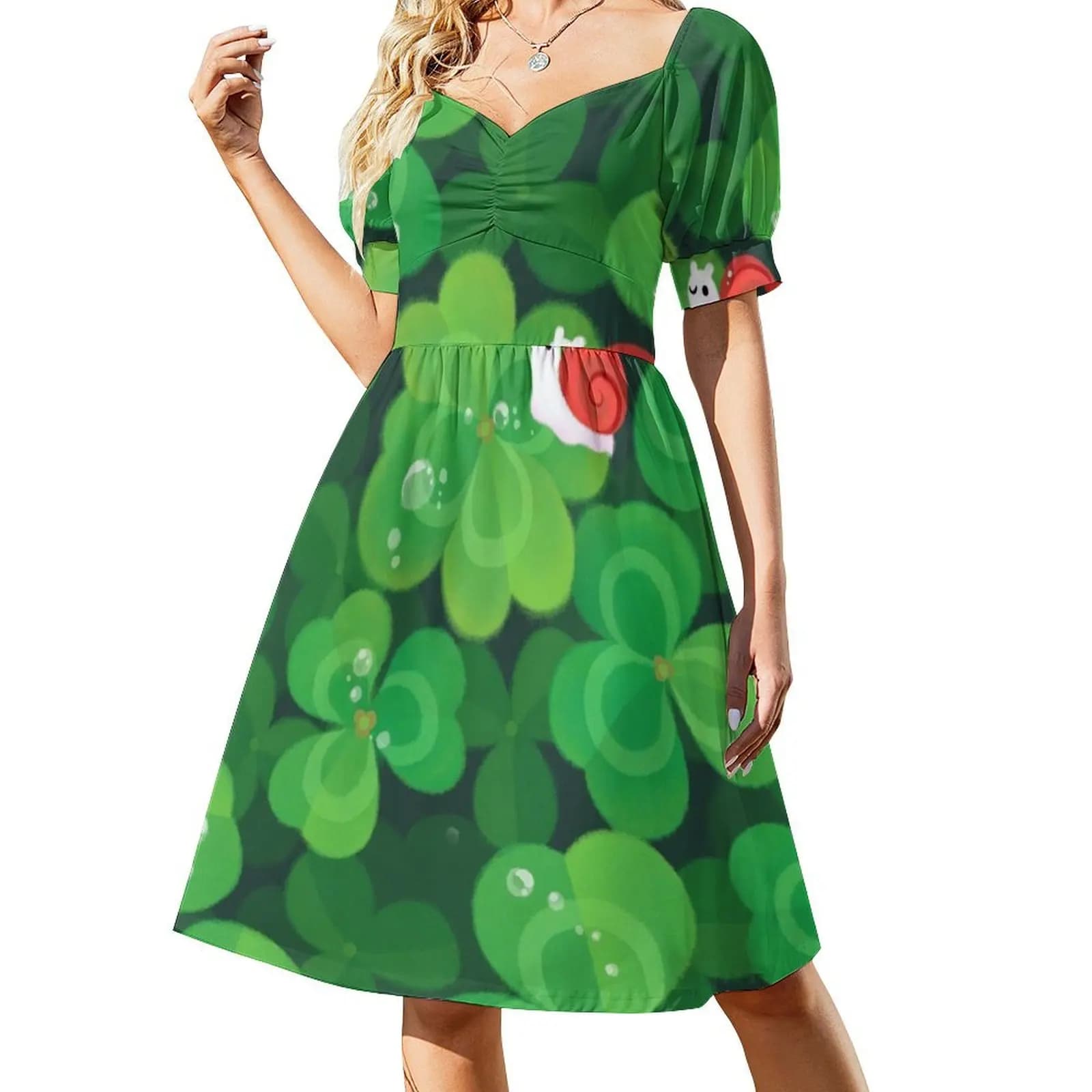 Happy lucky snail Short Sleeved Dress women's elegant loose dresses Casual dresses Long veiled dresses Dress