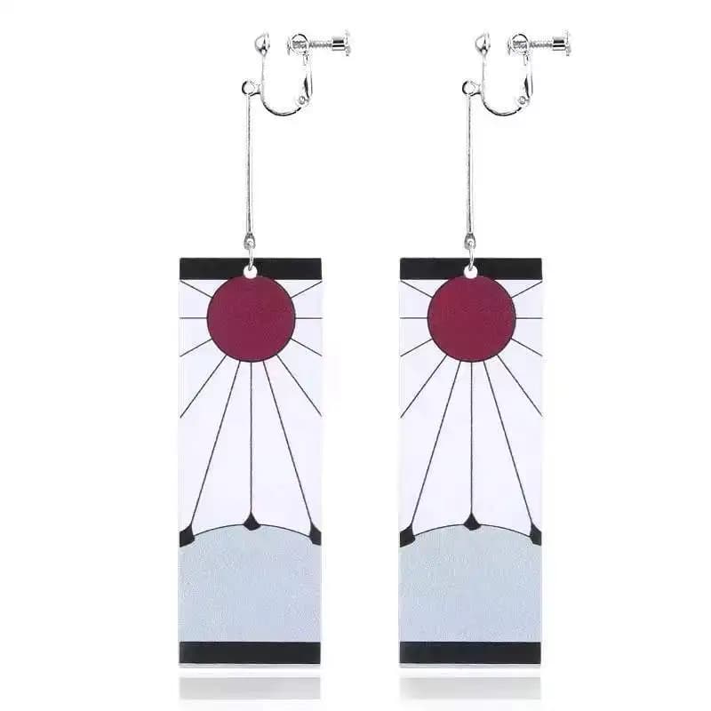 Fashion Acrylic Tanjiro Earrings Ghost Anime Cosplay Props Drop Long Earrings for Women Men Jewelry Accessories Gift