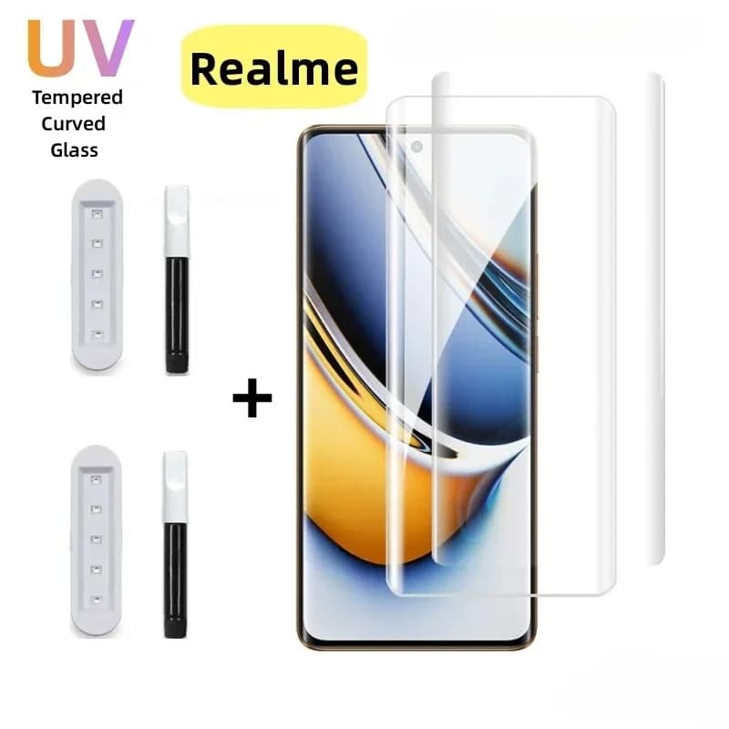 3D Curved HD Full Glue UV Tempered Glass For Realme GT Neo6 SE Screen Protector For GT 6T 10 11 12 13 Pro Plus Narzo 60 P1 Glass