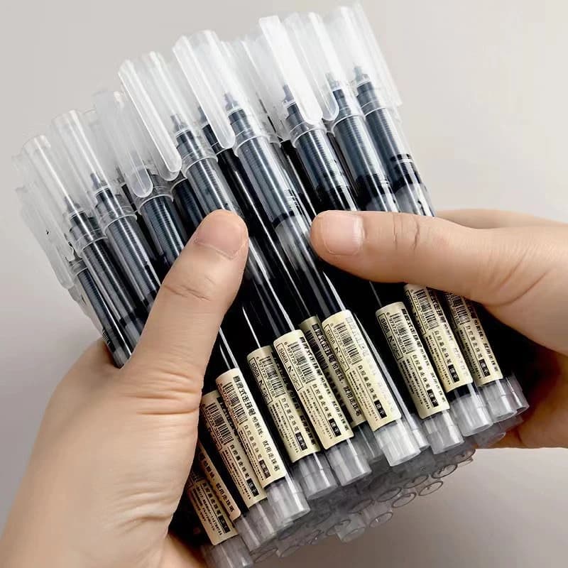 10pcs High Quality Needle Type Gel Pens Black Ink Straight Liquid Ballpoint Pen Kawaii Stationery School Office Supplies Writing