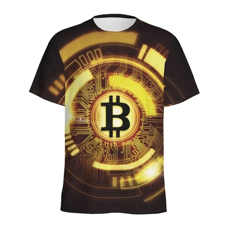 3D Printed Bitcoin Pattern T Shirt For Men Short Sleeve Round Neck Tshirts Personaltiy Oversized Tops Tee Shirts Streetwear
