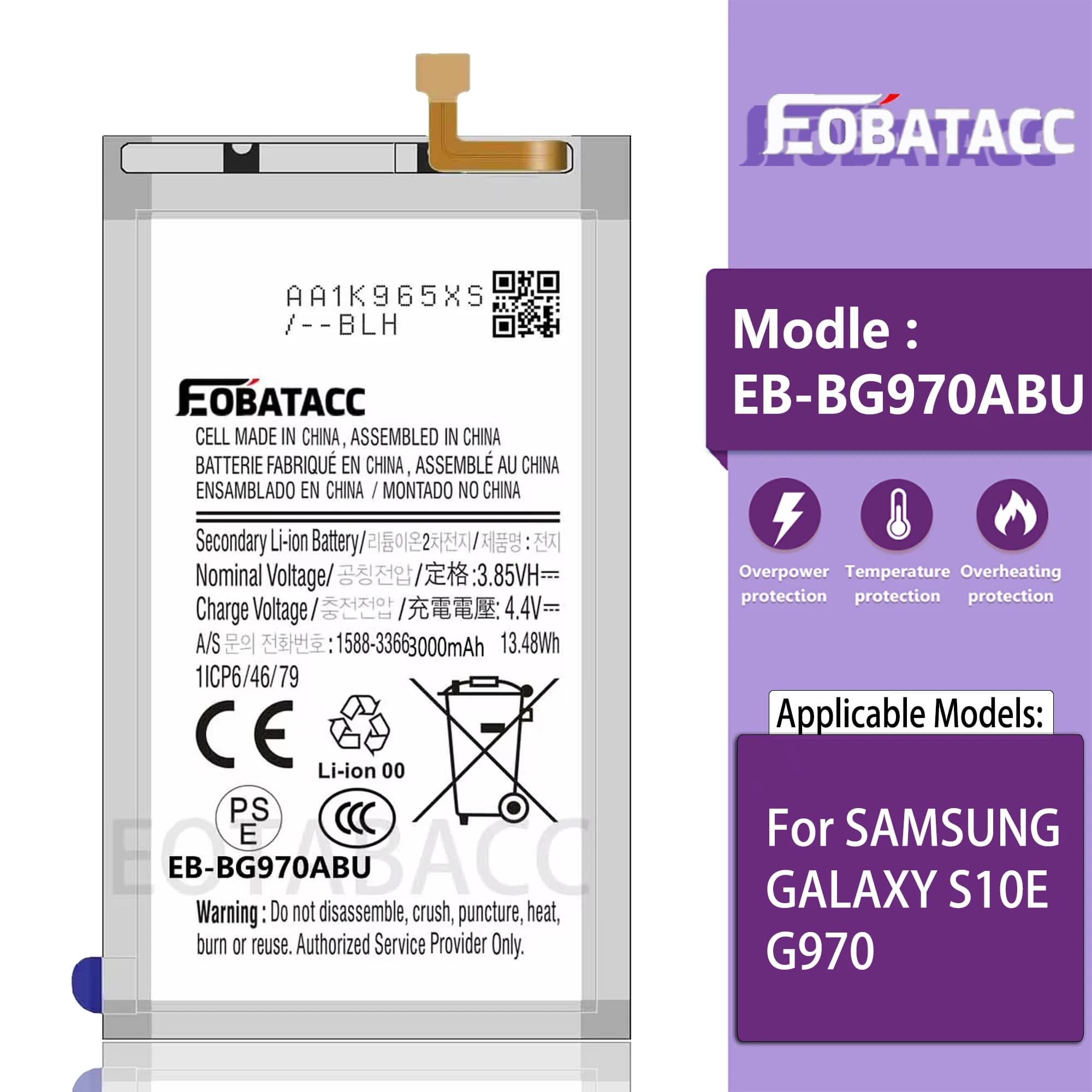 EB-BG970ABU Battery FOR Samsung GALAXY S10E G970 Repair Part high capacity Capacity Phone Batteries Bateria