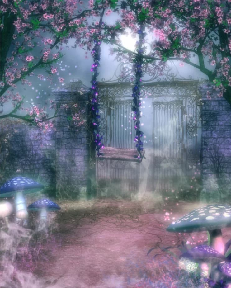 8x8FT Sunlight Enchanted Forest Swing Garden Fairy Custom Weatherproof Washable Wrinkle Free Polyester Polycotton 240cm x 240cm