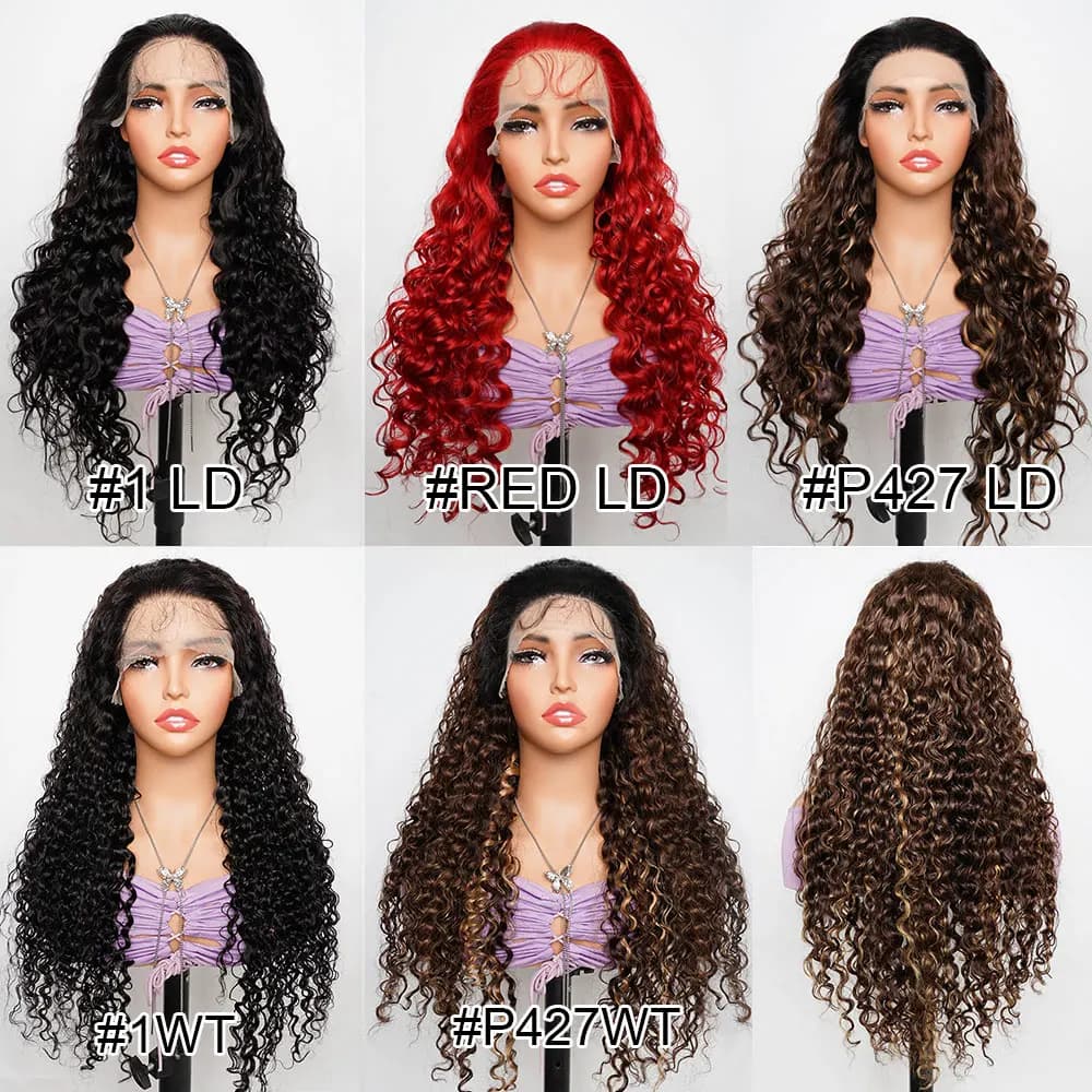 Water Curly 34inch Lace Front Wig 13x4 HD Transparent Lace Front Human Hair Wig Brazilian Natural 100% Human Hair Wigs For Women
