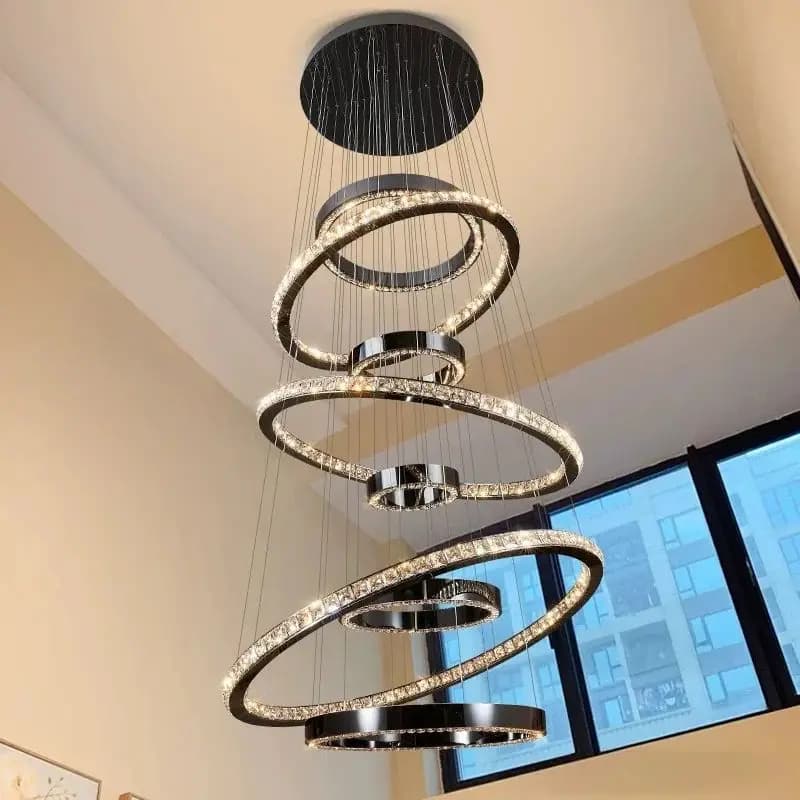 Villa Duplex Large Chandelier Modern Light Luxury High-end Crystal Chandelier with Suspended Ceiling and Hollow Hall Main Light
