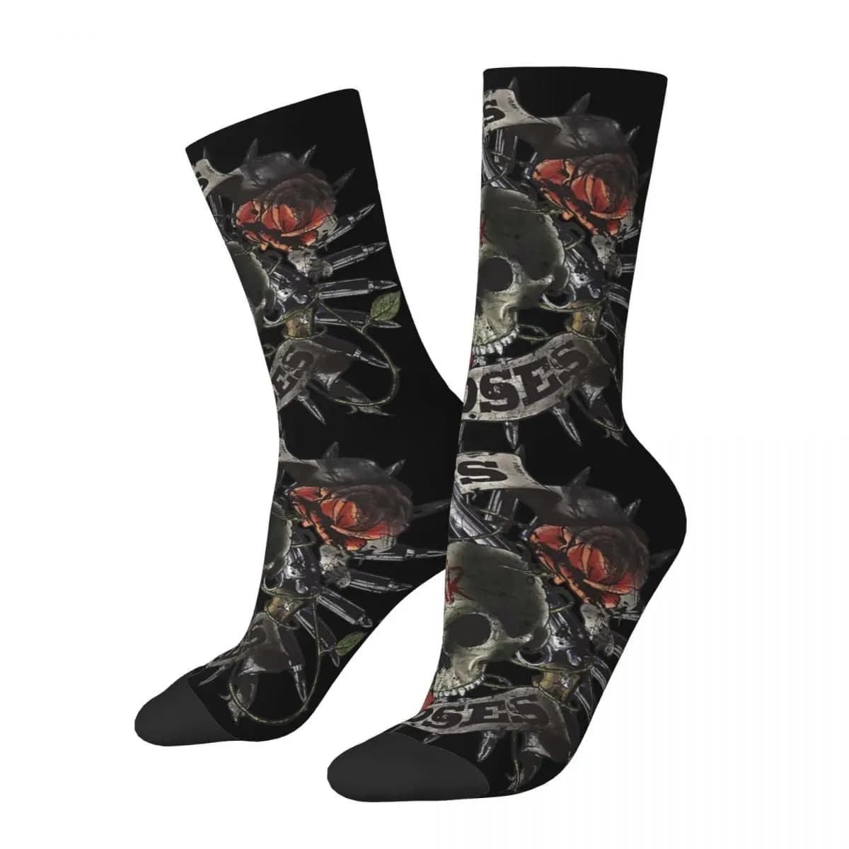 Fashion Male Men Socks Harajuku Guns N Roses Skull Floral Sock Skateboard Women's Stockings Spring Summer Autumn Winter