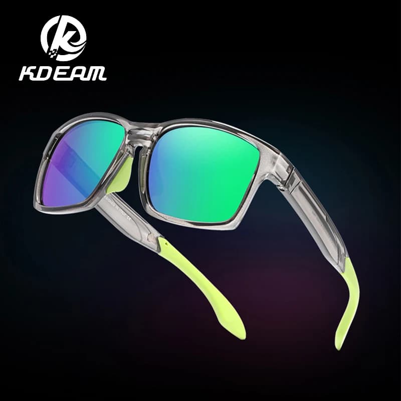 KDEAM Ultralight Square Sunglasses for Men Women TR90 Frame Sports Goggles Polarized Fishing Driving Glasses With Carrying Case