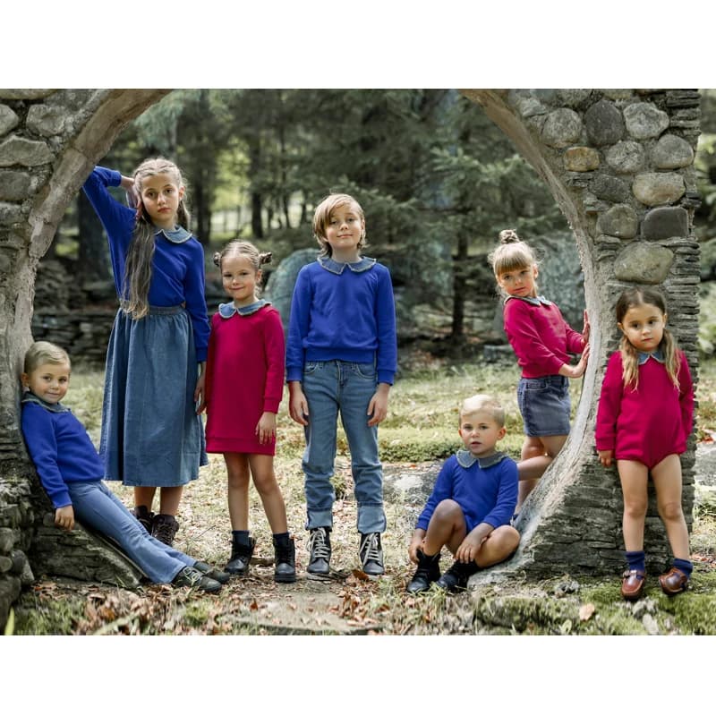 Ali Plus Aw25 Denim Collar Sweater Collection Cotton High Quality Girl Dress Boy Shirts Baby Rompers Matching Clothes