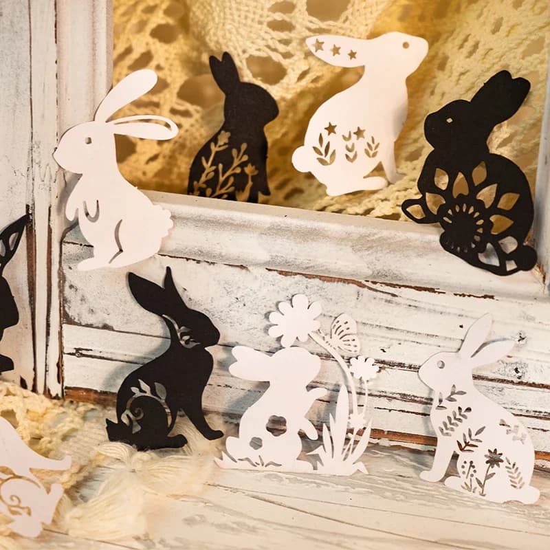 20Pcs Material Paper Moonlight Variation Memo Black White Hollow Art cage silhouette Leaf Base Scrapbooking 159*85mm