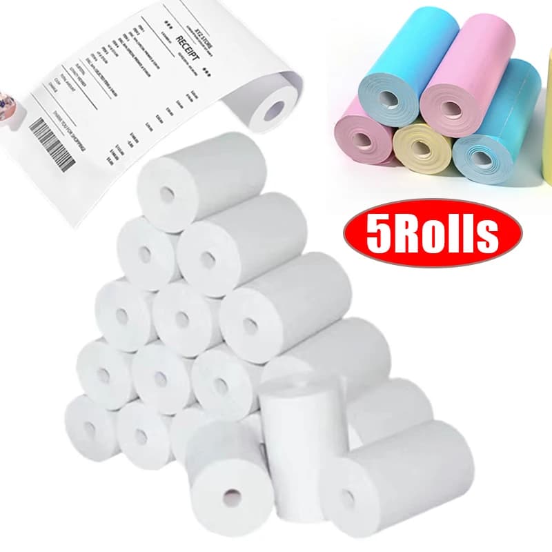 5/1 Rolls Thermal Paper Sticker Paper Label Paper Photo Paper 57x30MM White Color Paper For PeriPage A6 A8 P1 Photo Printer