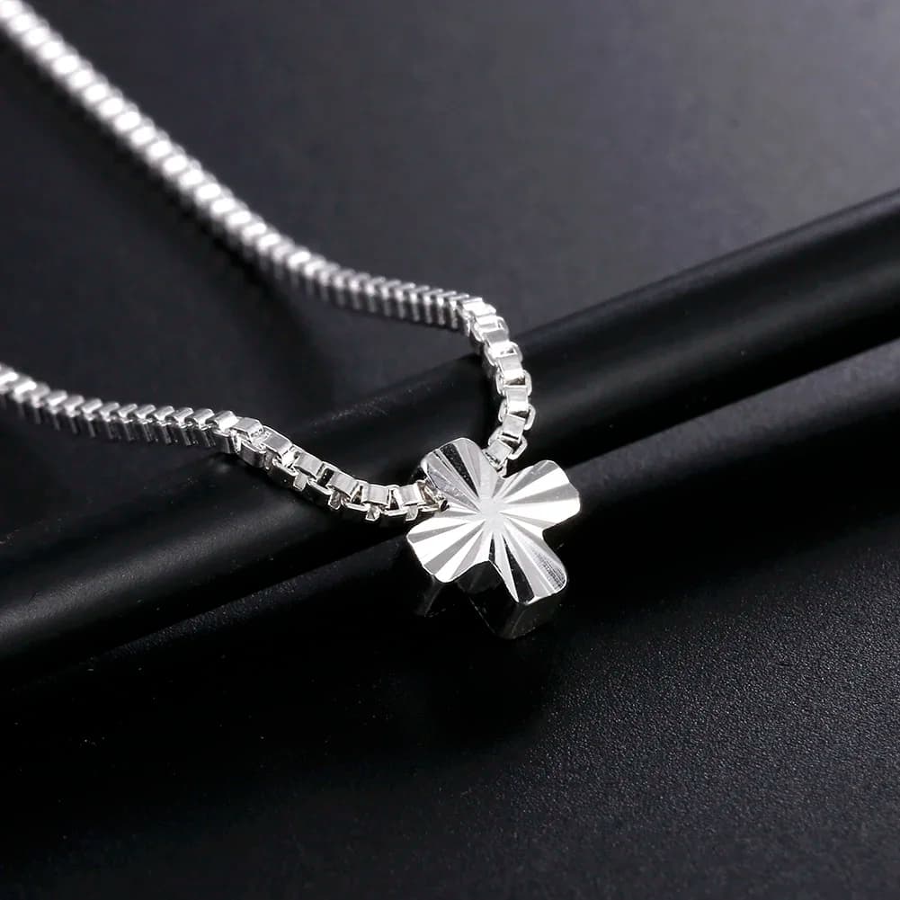 925 sterling Silver fine Box chain Simple cross Pendant Necklace For Women luxury fashion party wedding accessories Jewelry gift