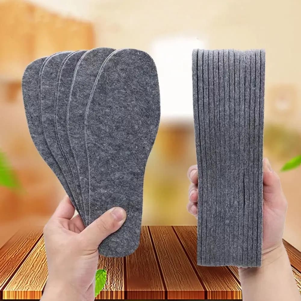 5 Pairs Keep Warm Wool Felt Thermal Insole Wool Felt Sweat Absorbent Thicken Warm Insole Skin-friendly Breathable Boots Pad