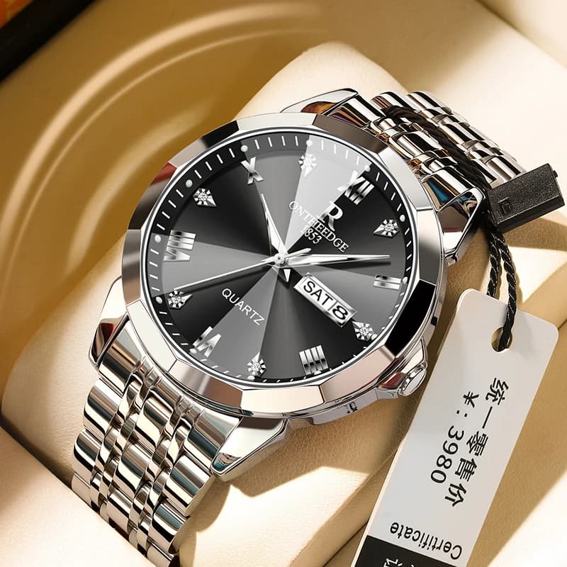 Men Fashion Watches Simple Men Business Stainless Steel Quartz Watch Rhombus Mirror Casual Watch For Man Relogio Masculino