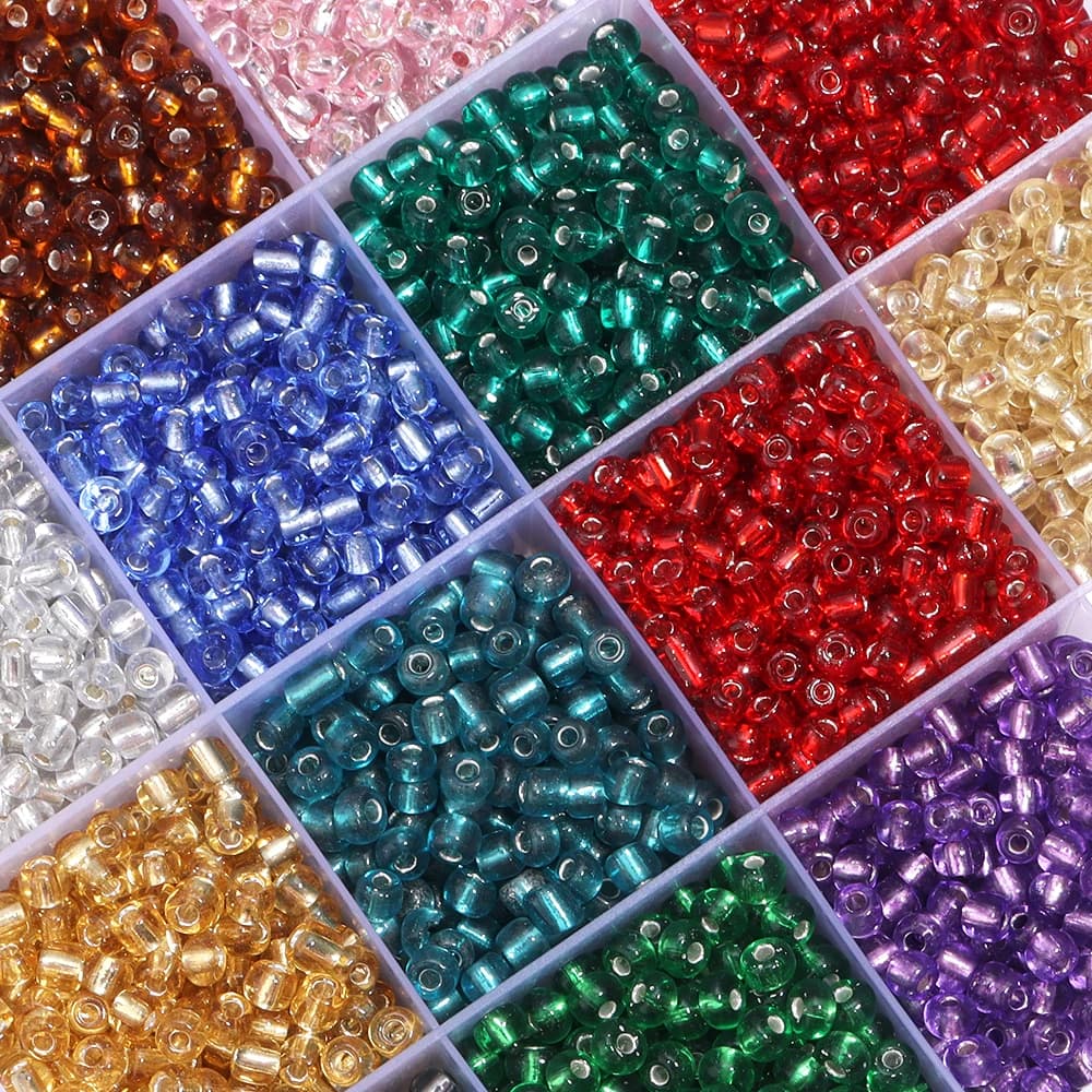 Silver Color Filled Charm Glass Seed Beads Colorful Round Beads For Jewelry Making Loose Beads DIY Earrings Bracelets Wholesales