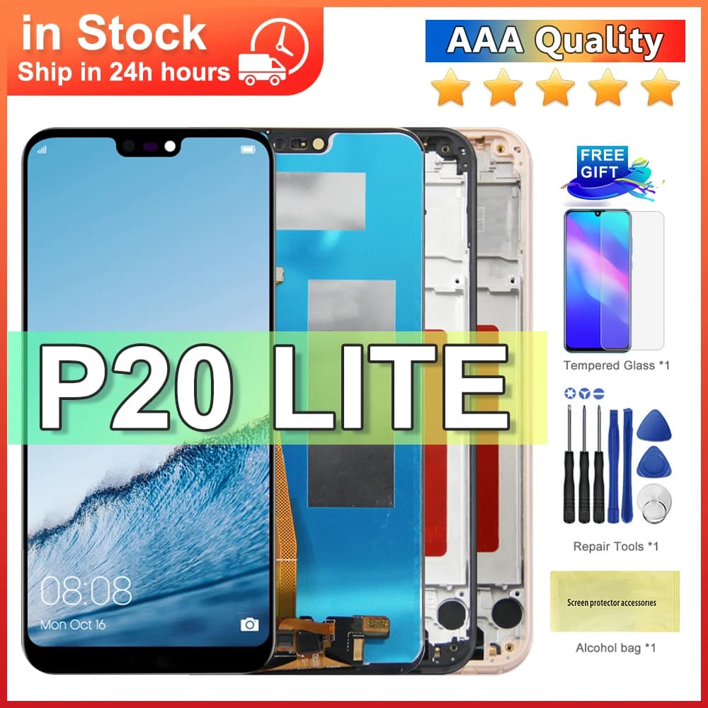 5.84" For Huawei P20 Lite LCD Display Touch Screen Digitizer For Huawei Nova 3e LCD ANE-LX1 ANE-LX2 Display with frame Replaceme