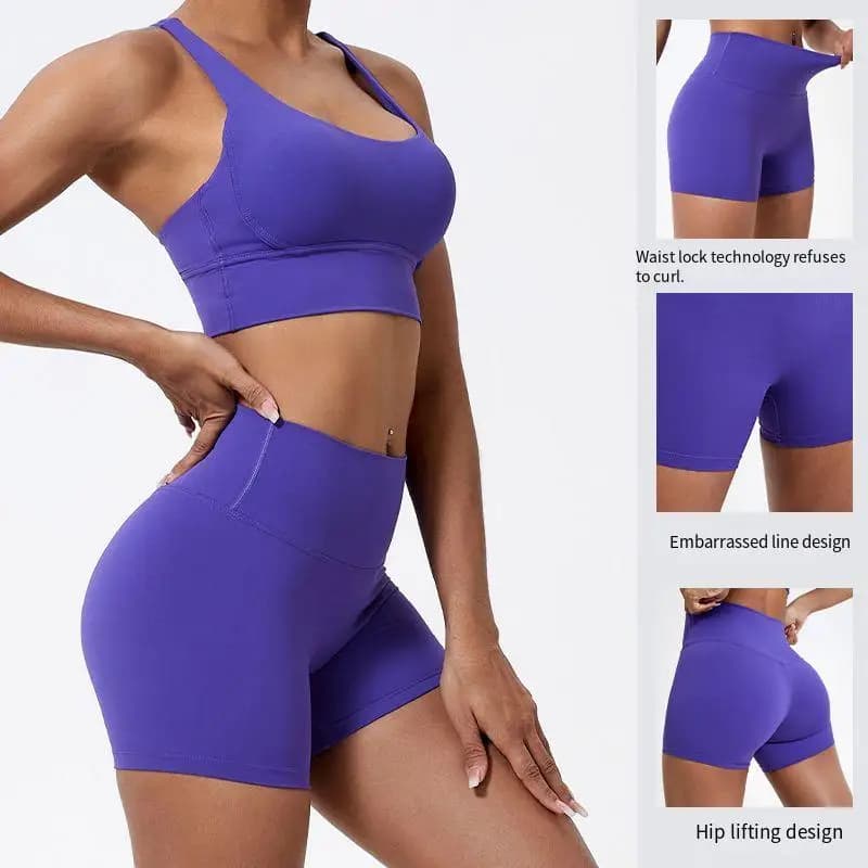 Solid Color Sports Yoga Shorts Gym Women High Waist Tight Fitness Shorts Running Exercise Stretch Traceless Sexy Pilates Shorts