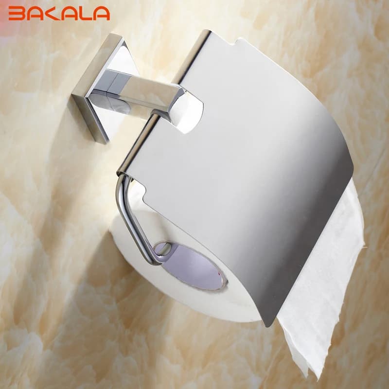 Toilet Paper Holder Concealed Roll Tissue Box 304 Stainless Steel Wall Mount Bathroom Accessories Chrome Polish BR-87011