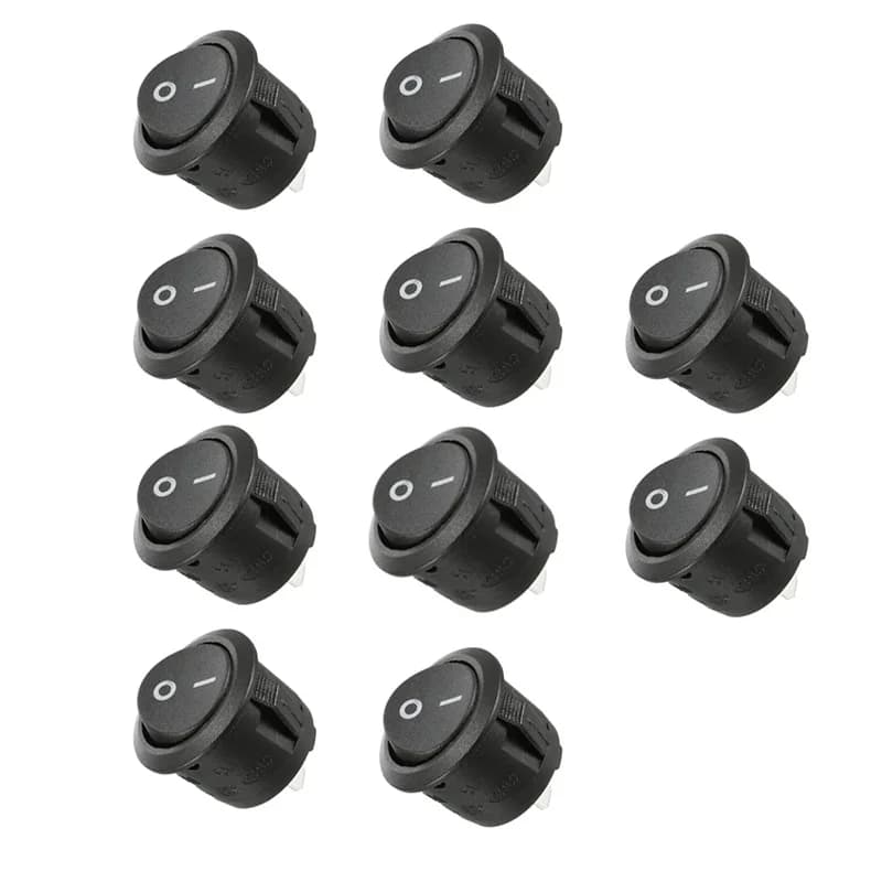 10Pcs SPST Snap-in Switch ON Off 2 Pin Round Snap Rocker Boat Switch AC for Car Auto Boat Household Appliances