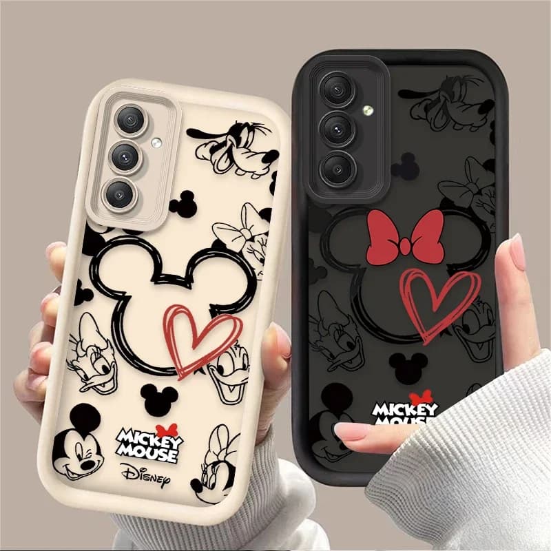 Cute Disney Mickey Minnie Phone Case for Samsung Galaxy S25 S24 S23 Ultra S22 S21 Plus FE 5G A54 A34 A14 A73 A53 A33 5G Cover