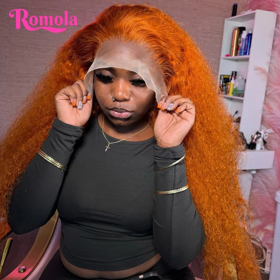 Orange Ginger Lace Front Wig Human Hair 100% Curly Wigs 30 Inch Deep Wave Frontal Wig 13x4 13x6 Hd Lace Front Human Hair Wig