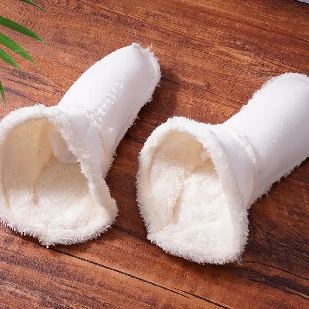 1Pair Hole Shoes Cover Thicken Soft Winter Warm Plush Sleeve Detachable Washable Replaceable For Woman Shoe Cover White