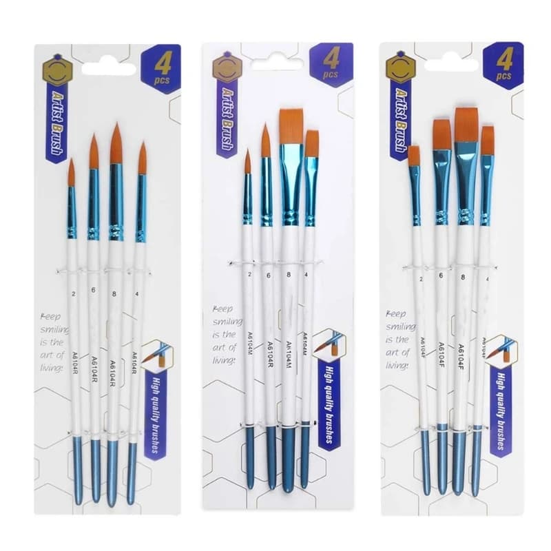 Y1UB 4 Pcs Acrylic Paint Brush Watercolor Painting Brushes Artist Paint Brushes