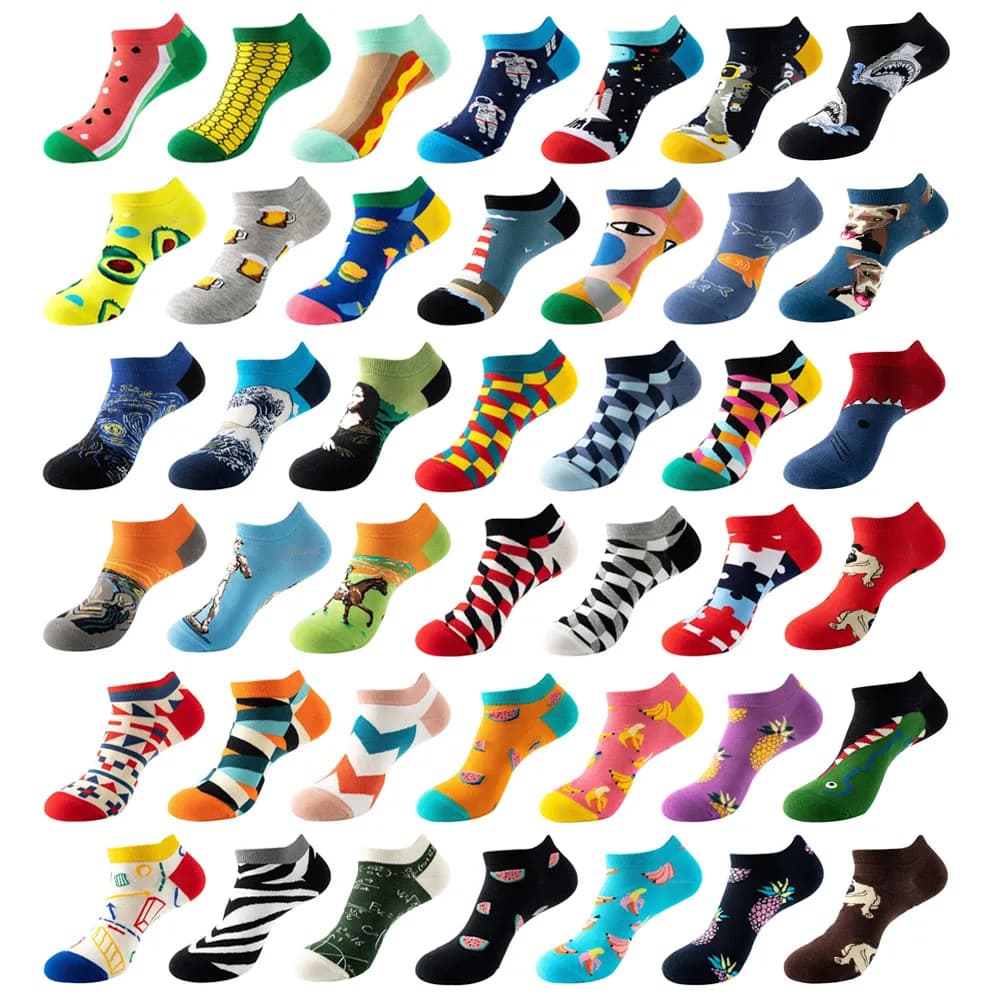 6 Pairs fashion colorful harajuku cute unisex casual socks funny women short socks