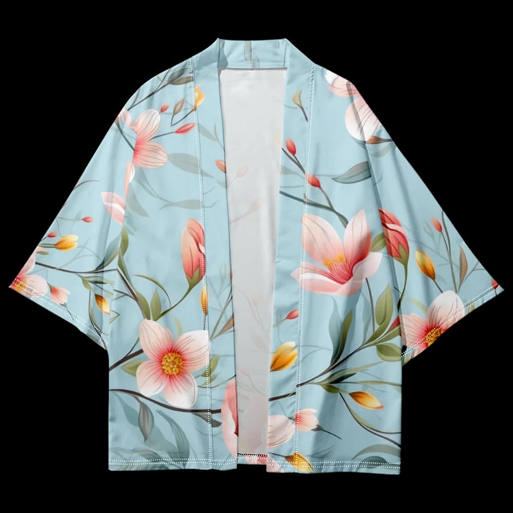 Summer Samurai Kimono Men Cosplay Floral Print Haori Stylish Streetwear Kimono Japanese Fashion Yukata Youth Cardigan Robe